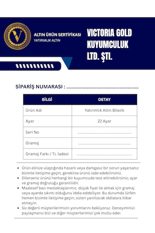 Victoria 3 Gr 2 Li Burma Yatırımlık Altın Çocuk Bilezik Sertifikali - Faturalı 22 Ayar Damgalı Iade Hakkı