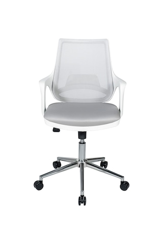 Ofisbazaar Buya Beyaz Fileli Çalışma Koltuğu Ergonomik Şef Ve Toplantı Koltuğu Gri Gri