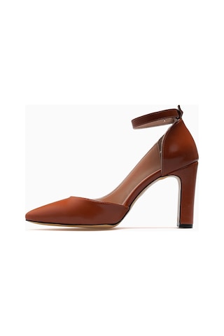 Yaşar Kaşlı Kadın Kalın Topuklu Stiletto Ayakkabı 26y Ykşk-7948 Taba