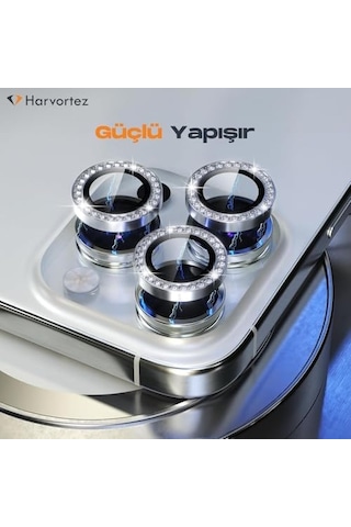 İphone 15 Pro,15 Pro Max İçin, Taşlı, Kamera Lens Koruyucu, Basit Kurulum, Hd Görüntü, Metal Çerçeve, 9h Temperli Cam, Çizilmeye Dayanıklı, Diamond Camera Lens Protector Siyah