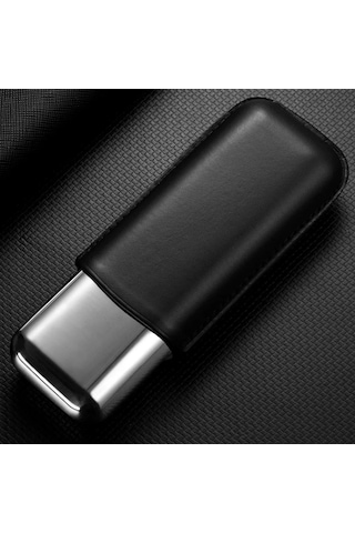 Cigarloong Metal Deri Puro Kılıfı 2'li Siyah 60ring