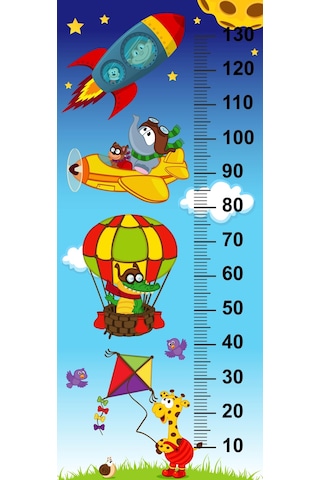 Çocuk Odası Bebek Odası Boy Ölçer Boy Cetveli Sticker Gökyüzü