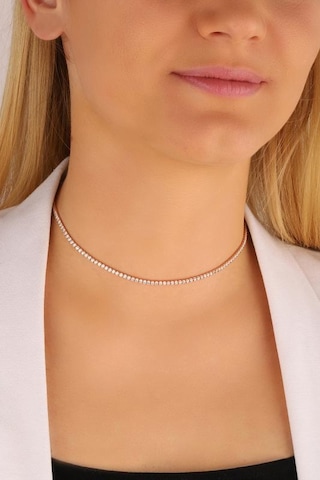 1,5 Mm Taşlı Gümüş Suyolu Choker Kolye Rose Gold