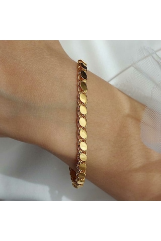 Altınbeyı 22 Ayar Altın Arpa Pullu Zincir Bileklik 5mm Kalınlık 19 Cm 7.30 Gr. Aby22bl005 Çok Renkli