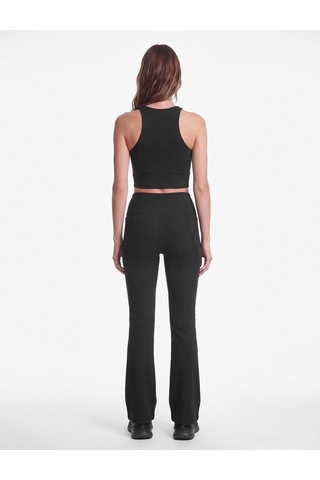Koton Cepli Yüksek Bel Slim Fit İspanyol Paça Spor Tayt Siyah 7wak40185nk