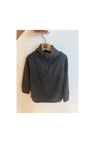 Poala Kids Selanık Yarım Fermuarlı Füme Sweat