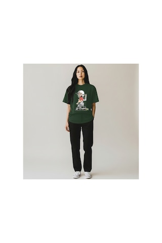 Urbantrendstore Unisex Motosiklet Kaykay Funny Eğlenceli Oversize Fit Rahat Geniş Salaş T-shirt Günlük Tişört Yeşil