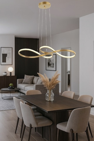 Zerafet Modern Gold Led Avize Yatak Odası - Hol - Salon Gold