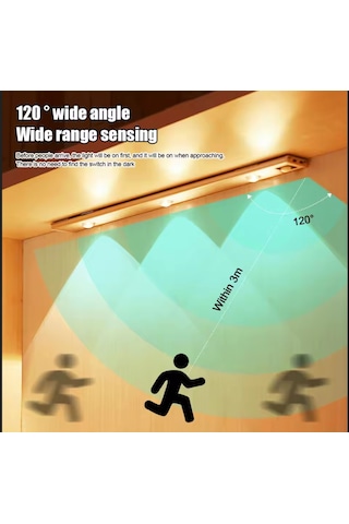 Beyaz Renk 4 Led 50 Cm Hareket Sensörlü Led Işık Tezgah Altı Ofis Ev Led Lamba Çok Renkli