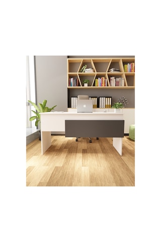Karen 60x144 Çalışma Masası Ofis Masası Bilgisayar Masası Beyaz - Antrasit Beyaz - Antrasit