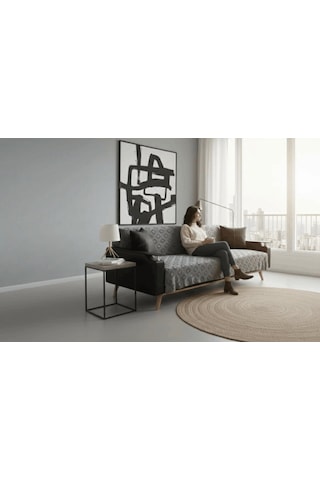Jakarlı Koltuk Örtüsü 170x220 Cm/ Kaymaz, Şık, Dayanıklı Antrasit Jakarlı Koltuk Örtüsü 170x220 Cm/ Kaymaz, Şık, Dayanıklı Antrasit