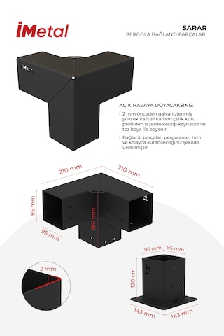 Sarar Tek Bölümlü Pergola Seti 90 x 90 MM Ahşap ve Tente Dahil