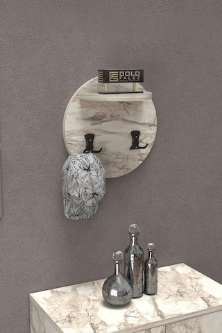 Askılık Duvar Elbise Askılığı Portmanto Üstü Beyaz Mermer Desen Diğer