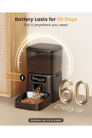 Oneisall 3.5l Otomatik Kedi Besleyici, Programlanabilir Zamanlayıcı Ve Porsiyon Kontrolü Plastik, Melamin Mama & Su Kapları