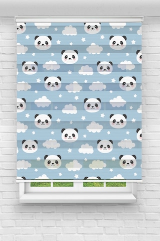 Perdeoutlet38 Enxboy Mavi Panda Dijital Baskılı Zebra Perde-cocuk Odası-stor Perde Renkli