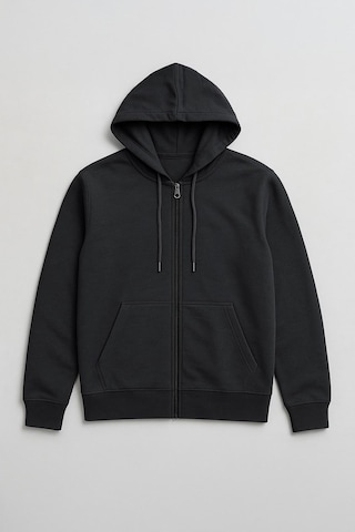 Markapia Erkek Fermuarlı Kapüşonlu Cepli Sweatshirt Füme
