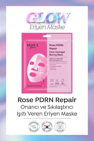 Dermal Seoul Face Gül Pdrn Onarıcı Glow Işıltı Veren Eriyen Kore Maskesi Hidrojel Maske 34 Gr 2 Adet