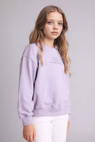 Defacto Relax Fıt Bisiklet Yaka Baskılı Sweatshirt Kız Çocuk E6782a826sppr308 Mor-pr308