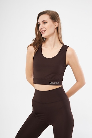 Lesa Wear Halter Yaka Spor Sütyeni Crop Top Kahverengi