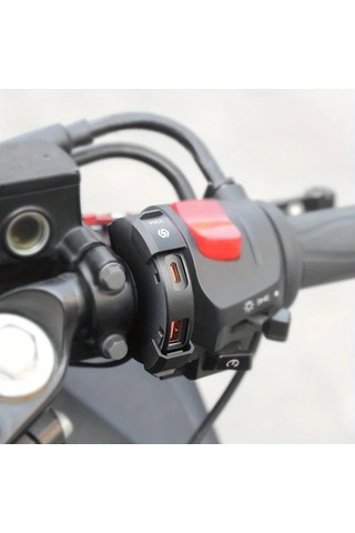 Motion003 Qc3 0 Motosiklet Telefon Şarj Cihazı Siyah Usb Tip C Hızlı Şarj 18w 30w Çift Portlu 12v 24v