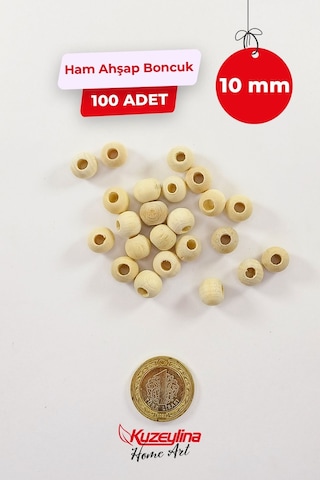 10 Mm Ahşap Ham Boncuk - 100 Adet