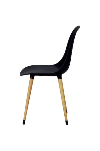 Vilinze Eames Naturel Ahşap Ayak Plastik Siyah Sandalye Eames-beyaz Siyah - Naturel