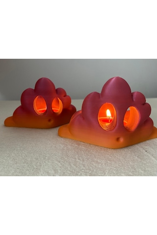 Yanında Led Mum Hediyeli Bulut Tasarım Tealight Mumluk