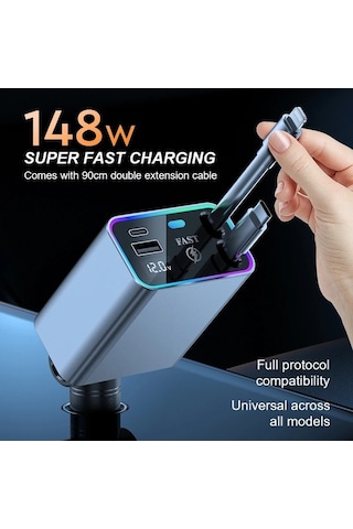 Zyzqstore 148w Pd 66w Araba Şarj Cihazı, Katlanabilir Araç Çakmak Adaptörü, 1 Adet 1 Adet