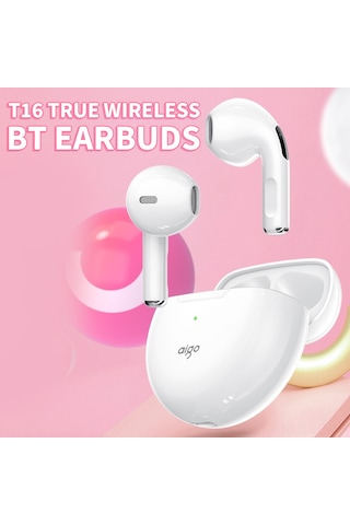 Leezsing Aigo T16 Beyaz Bluetooth 5.1 Kulak İçi Kulaklık, 13mm Hoparlör, Spor Ve Koşu İçin, 5 Saat Müzik Süresi, Type-c Şarj