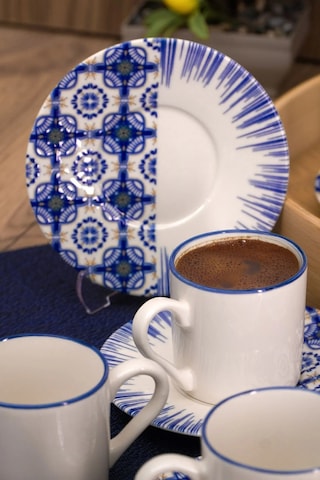 Firuze 12 Parça 6 Kişilik Porselen Kahve Fincan Takımı 100 Ml Çok Renkli