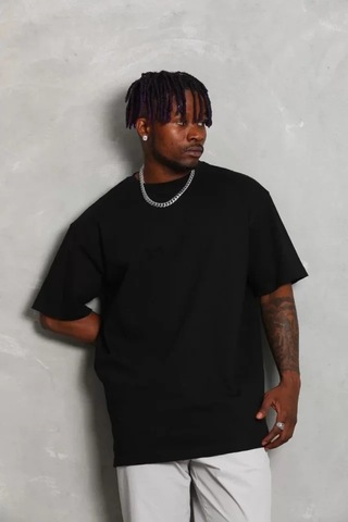 Zenna Tarz Unisex Oversize Düz Bisiklet Yaka T-shirt - Siyah