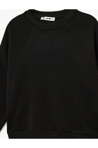 Koton Dantel Detaylı Uzun Kollu Bisiklet Yaka Oversize Sweatshirt Siyah 6sal10334ık Siyah