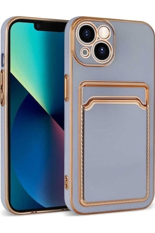 Apple Uyumlu iPhone 13 Kılıf Zore Bark Kartlıklı Kapak Lila