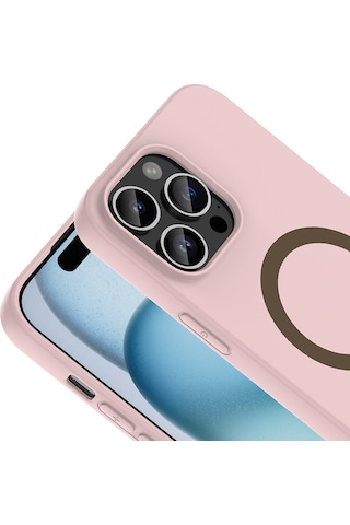 Apple iPhone Uyumlu 14 Pro Max Kılıf M-safe Şarj Özellikli Zore Aris Silikon Kapak - Açık Pembe AÇIK PEMBE