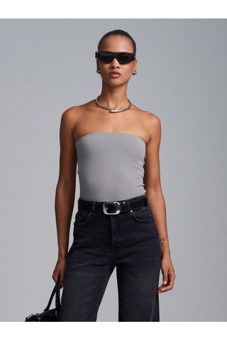 Dilvin 20659 Straplez Top-gri Gri