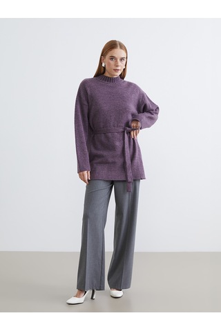 Lcw Modest Mor Yarım Balıkçı Yaka Oversize Kadın Triko Tunik Xl-2xl
