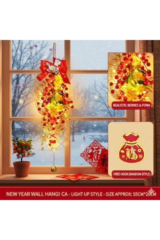 Suofeng 2025 Yılbaşı Yılan Yılı Aydınlatmalı "beş Şans" Süsü - Pvc+kağıt Dekoratif Ev Kapı Süsü