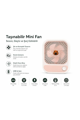 Mini Fan Ayarlanabilir Kademeli Işıklı Gece Lambası Vantilatör Beyaz