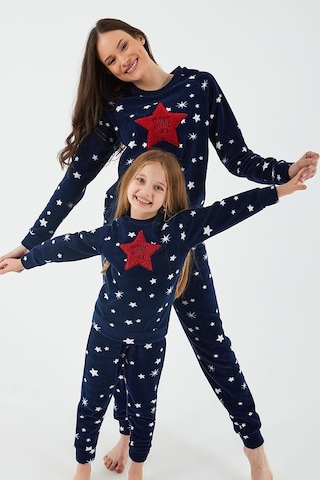 Arnetta 2271 Garson Shine Lacivert Kız Çocuk Uzun Kol Pijama Takı Lacivert