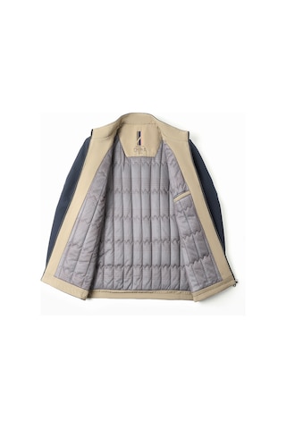 Peluş Dik Yaka Günlük Yönetici Sıcak Fermuarlı Erkek Ceket Mavi