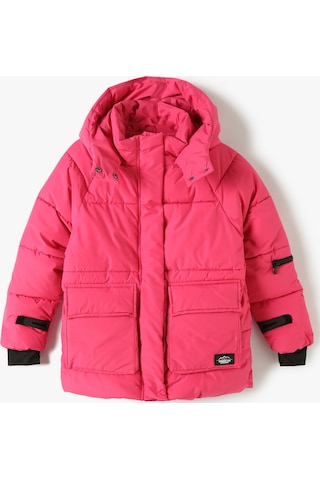 Koton Oversize Kapşonlu Şişme Mont Kapaklı Cepli Pembe 4wkg00021aw 4WKG00021AW293 Gülkurusu