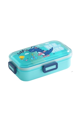 Yeiuyi7 Karikatür Desen İki Bölme Çocuklar İçin Isıtılabilir Öğle Yemeği Kutusu 700ml Açık Mavi