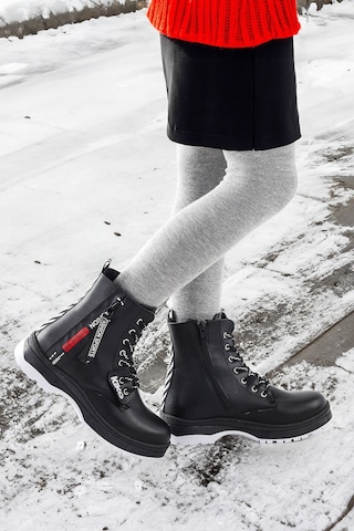 Kiko Kids Fermuarlı Termo Taban Kız Çocuk Bot 623 Cilt Siyah