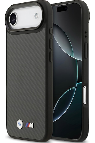 İphone 17 Air Uyumlu Kılıf Bmw Lisanslı M-safeli Karbon Fiber Metal Logolu Kevlar Kapak Siyah Siyah