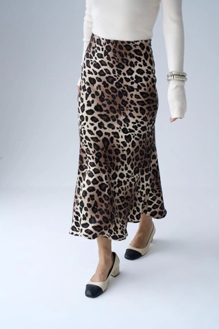 Midi Saten Etek - Leopar Leopar