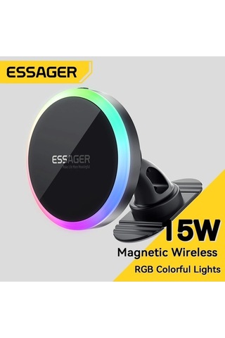 Tysm Joyjadehub Essager Rgb Manyetik Araç Telefon Tutucu Qi 15w Qi Kablosuz Şarj, Rgb Aydınlatma, Ve Android Uyumluluğu, 360 Dönüşüm 1pc