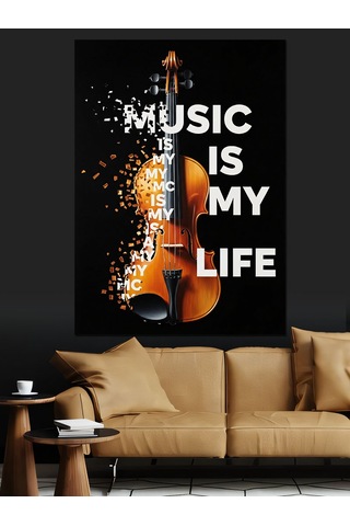 Müzik Benim Hayatım Yazısı Dekoratif Kanvas - Mdf Ahşap Tablo