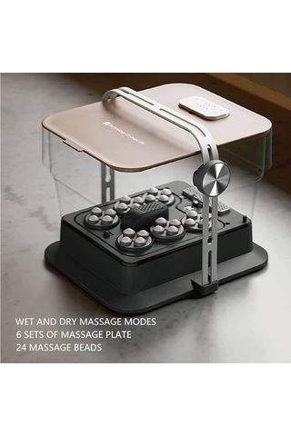 Aurum Ayak Masajı, Isıtma Fonksiyonlu, Elektronik Su Banyolu, Gri, Shiatsu Masajı, Uzaktan Kumandalı, 41x36x34 Cm, Model Edentec101