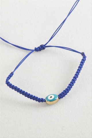 Oval Nazar Makrome Örgülü Bileklik - Mavi N145
