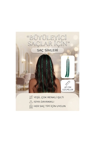 Saç Simi 47 Cm Yeşil - Isıya Dayanıklı Çok Renkli Saç Aksesuarı